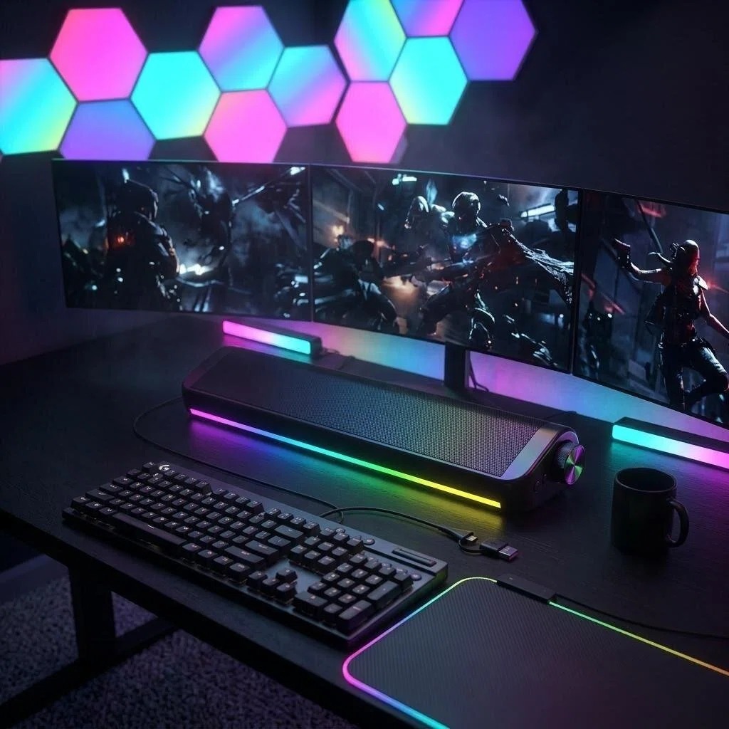 Wired Bluetooth Computer Speak - Rgb Computer Soundbar For Pc recension och pris