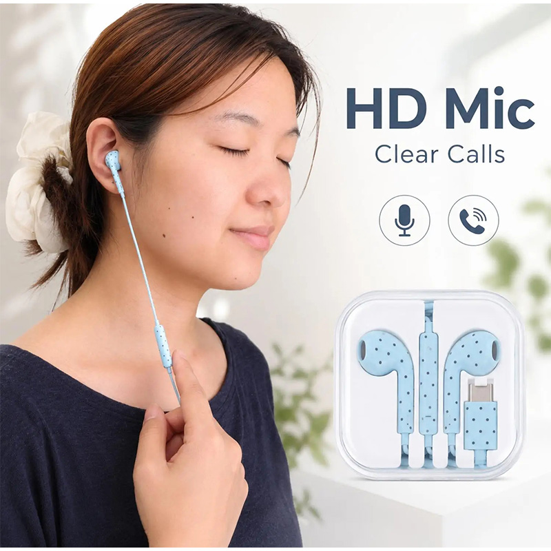 Type C Earphones Polka Dot Sta - Type C Wired Earphones With Mic recension och pris