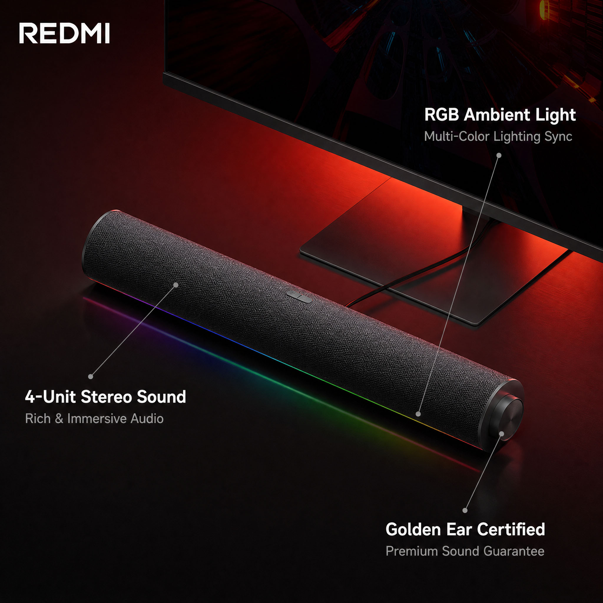 Original Xiaomi Redmi PC Speak - Rgb Computer Soundbar For Pc recension och pris