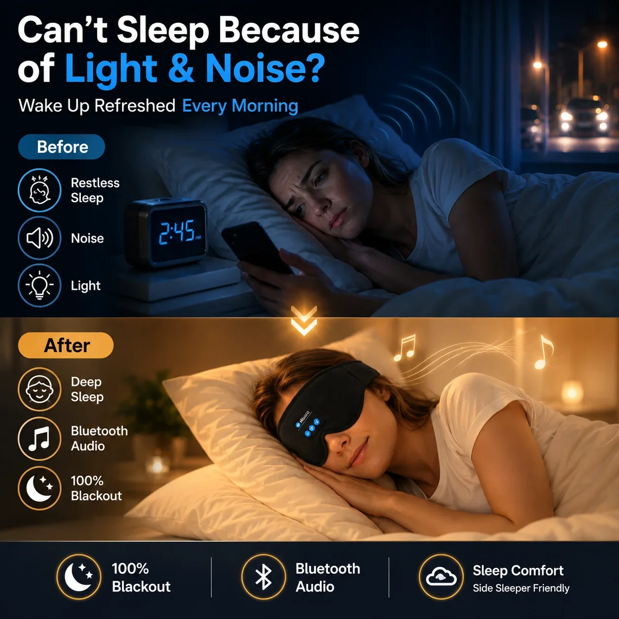 Wireless Sleep Headphones Eye  - Sleep Mask Headphones Bluetooth recension och pris
